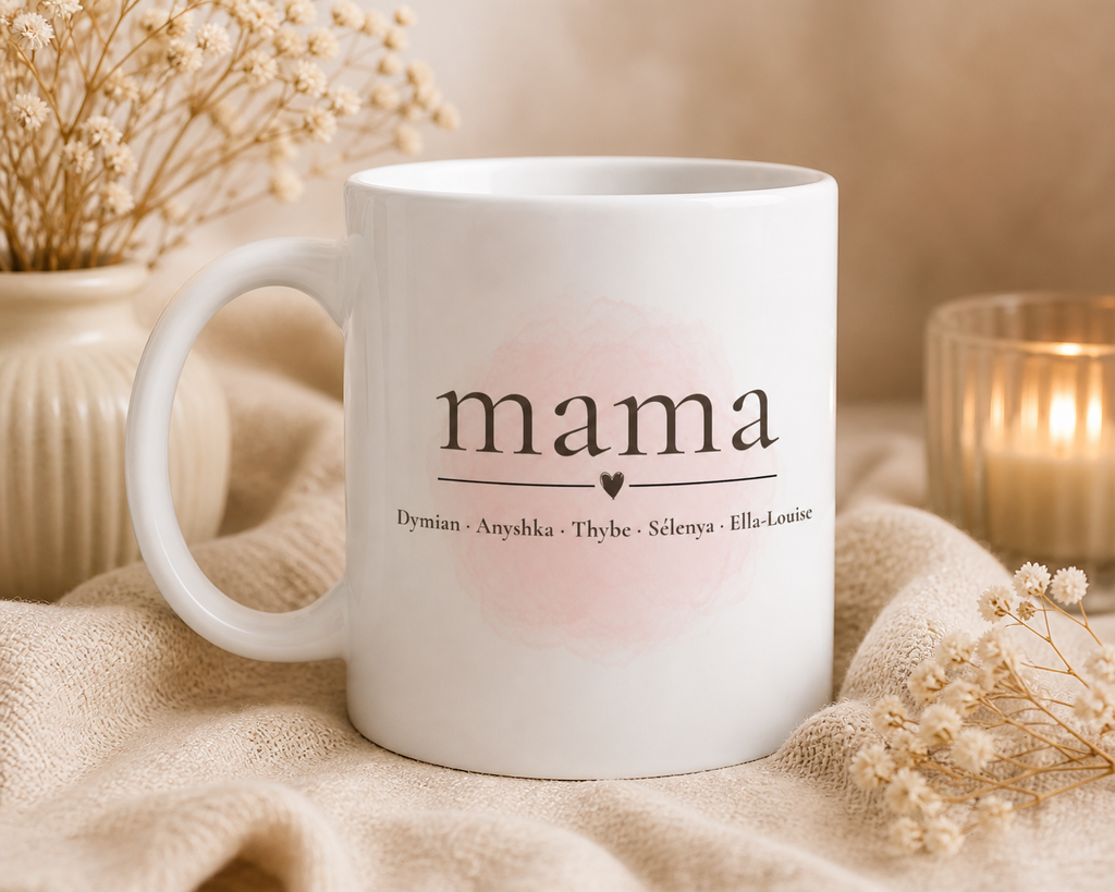 Gepersonaliseerde mama mok met namen – een warm cadeau voor Moederdag